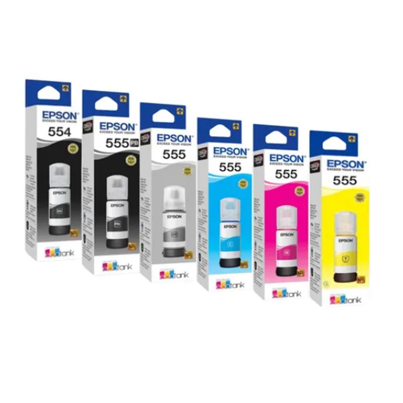 EPSON - PACK 6 TINTAS EPSON ORIGINAL  T555 T554 PARA L8160 L8180