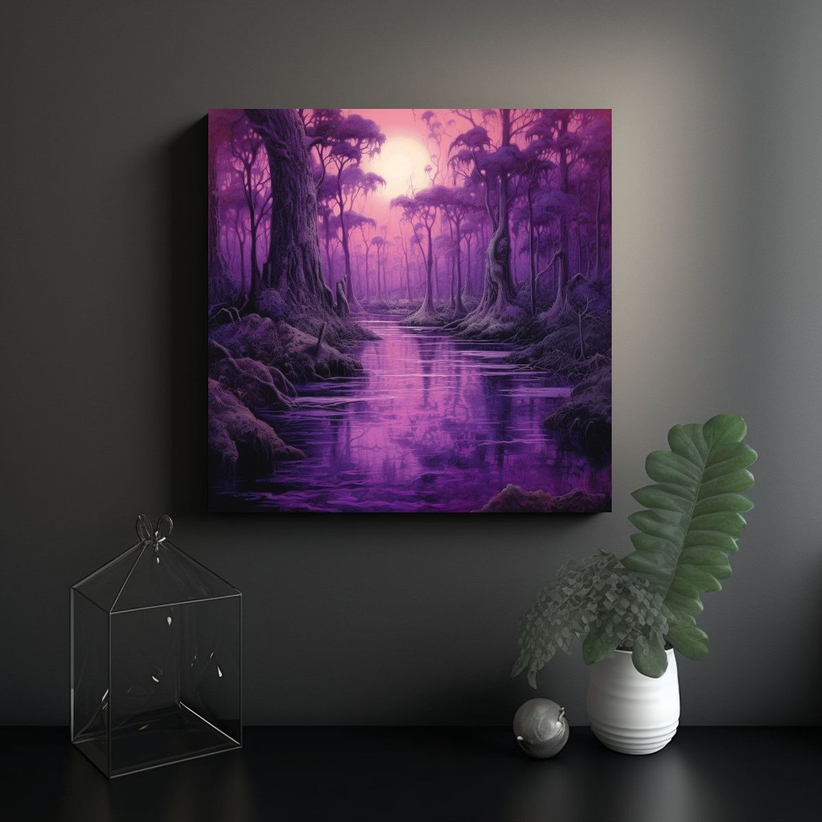 GENERICO - Lienzo Moderno Único Fuego Púrpura Profundo 90x90 Cm