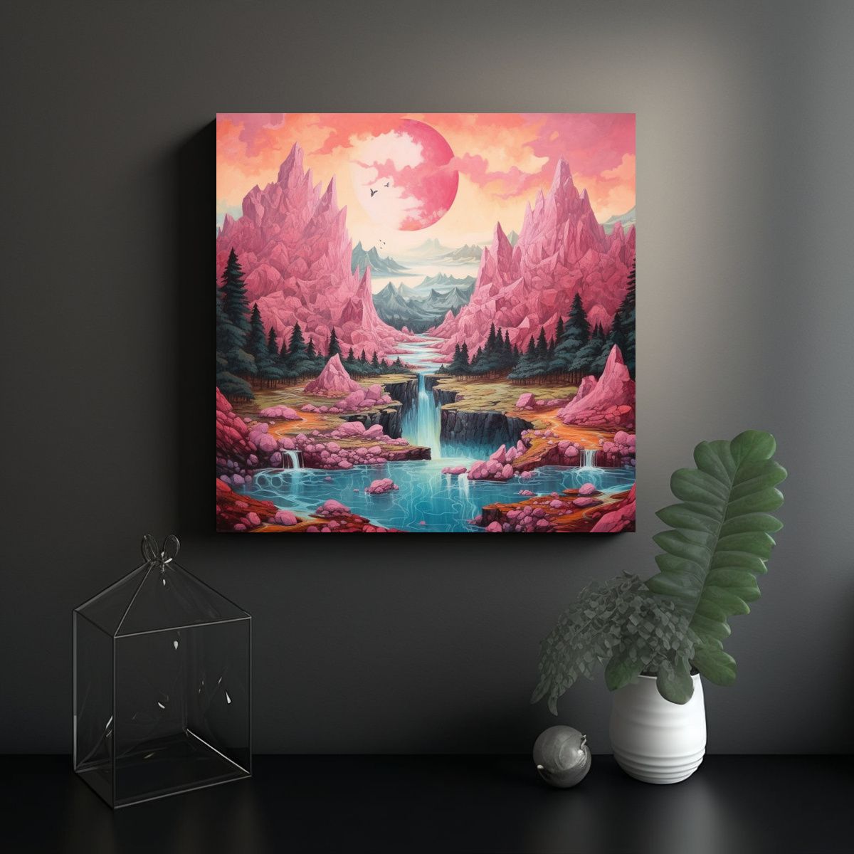 GENERICO - Pinturas Decorativas Montaña Relieve Cuadro 80x80 Cm
