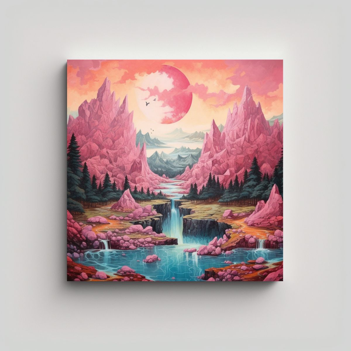 GENERICO - Pinturas Decorativas Montaña Relieve Cuadro 70x70 Cm