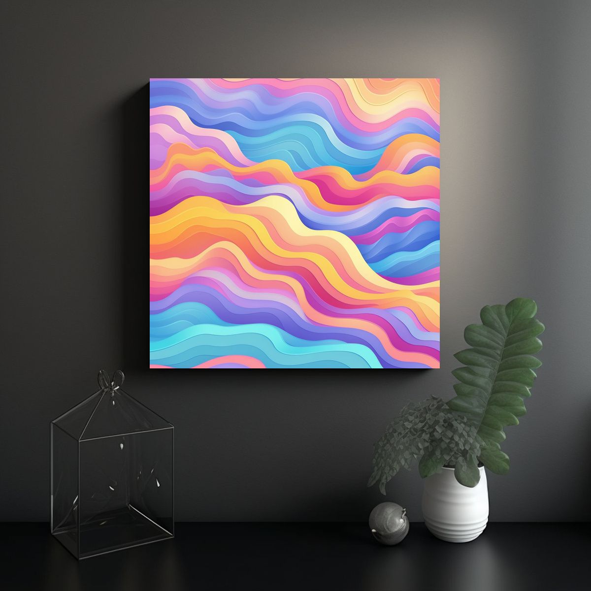 GENERICO - Cuadro Decorativo Arcoíris Estilo Cartoon 50x50 Cm