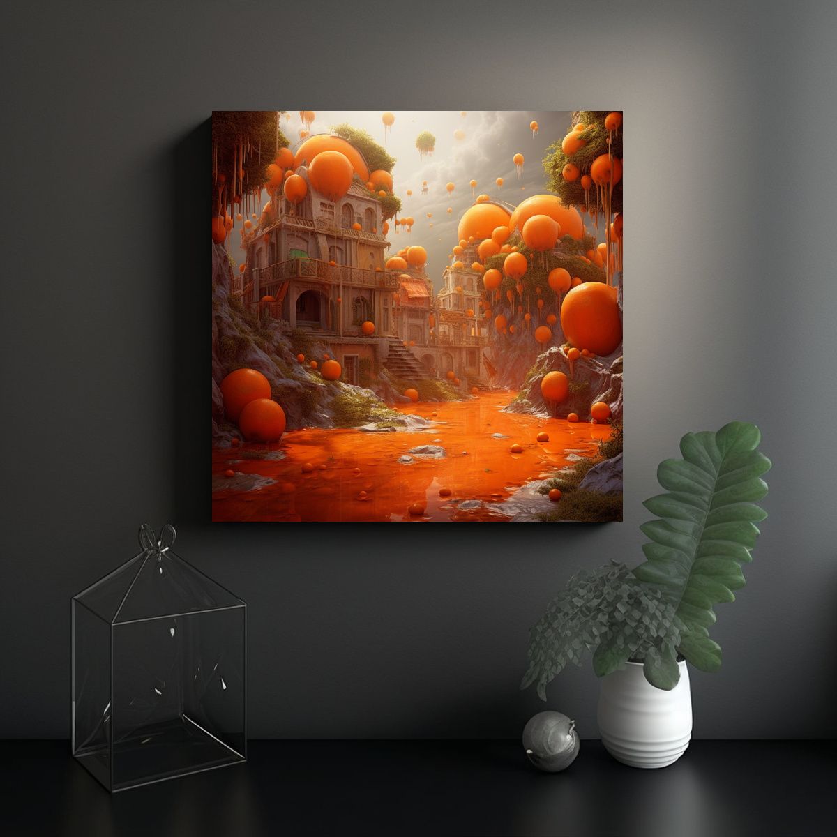 GENERICO - Cuadro Decorativo De Escena Cuadrada Con Tono 80x80 Cm