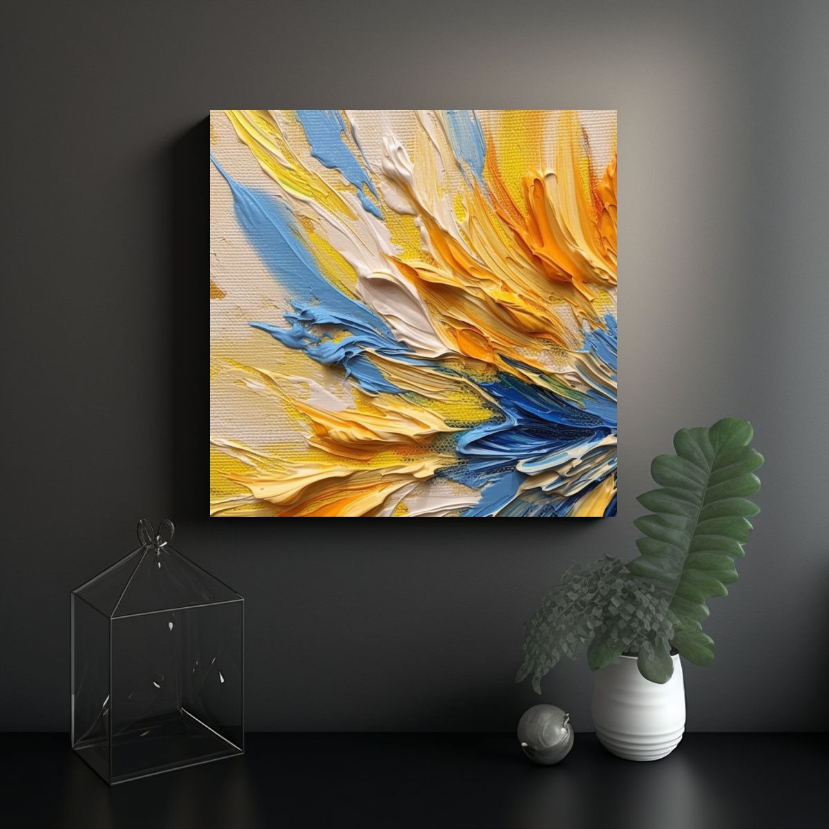 GENERICO - Cuadro Lienzo Inspiración Dormitorio Estilo 90x90 Cm