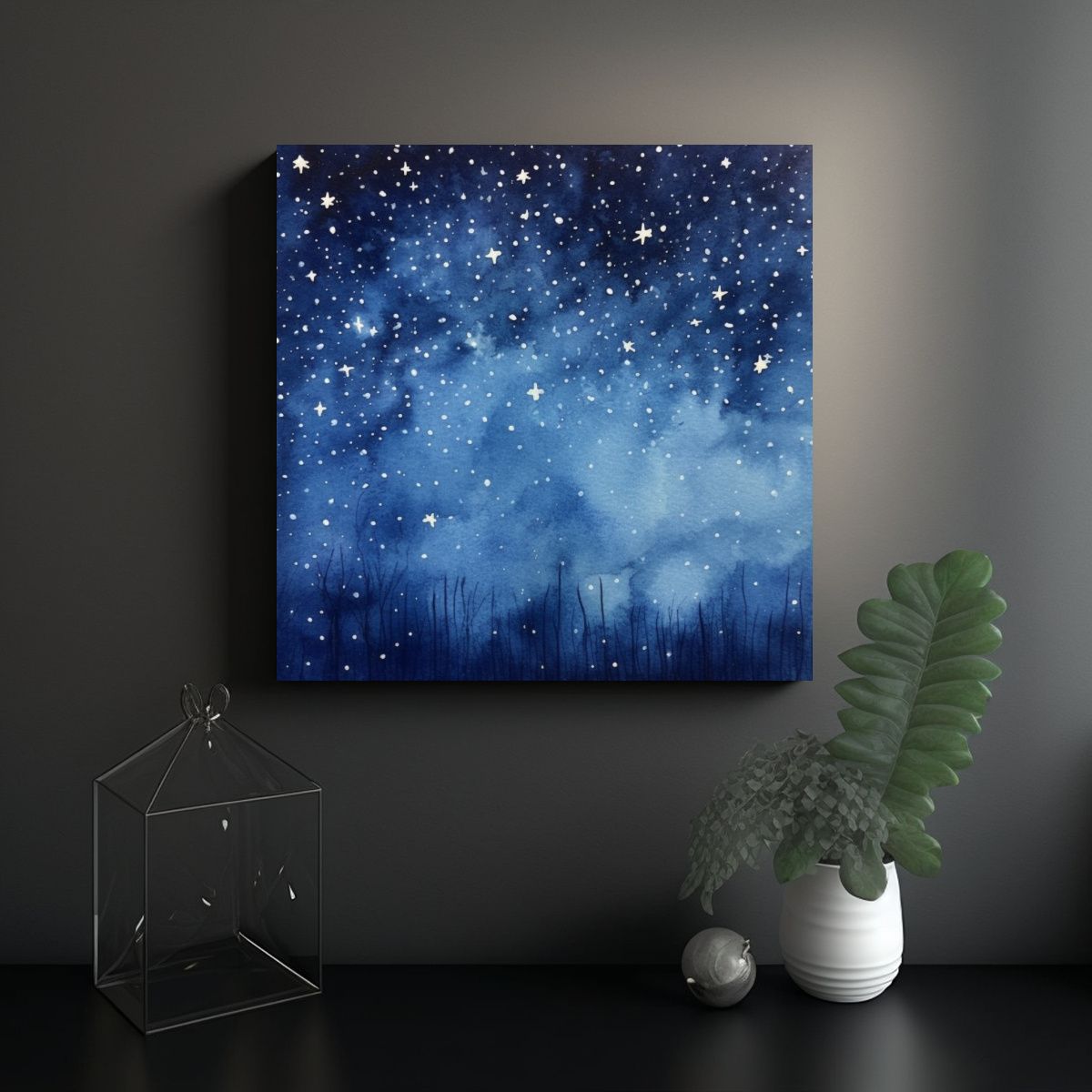 GENERICO - Pintura Abstracta De Visión Nocturna En El Cielo 50x50 Cm