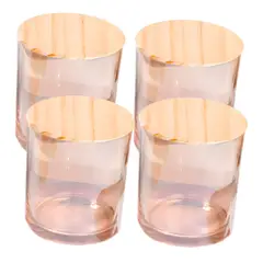 GENERICO - Set 4 Frascos Portavelas Vidrio Tornasolado Naranja 200ml