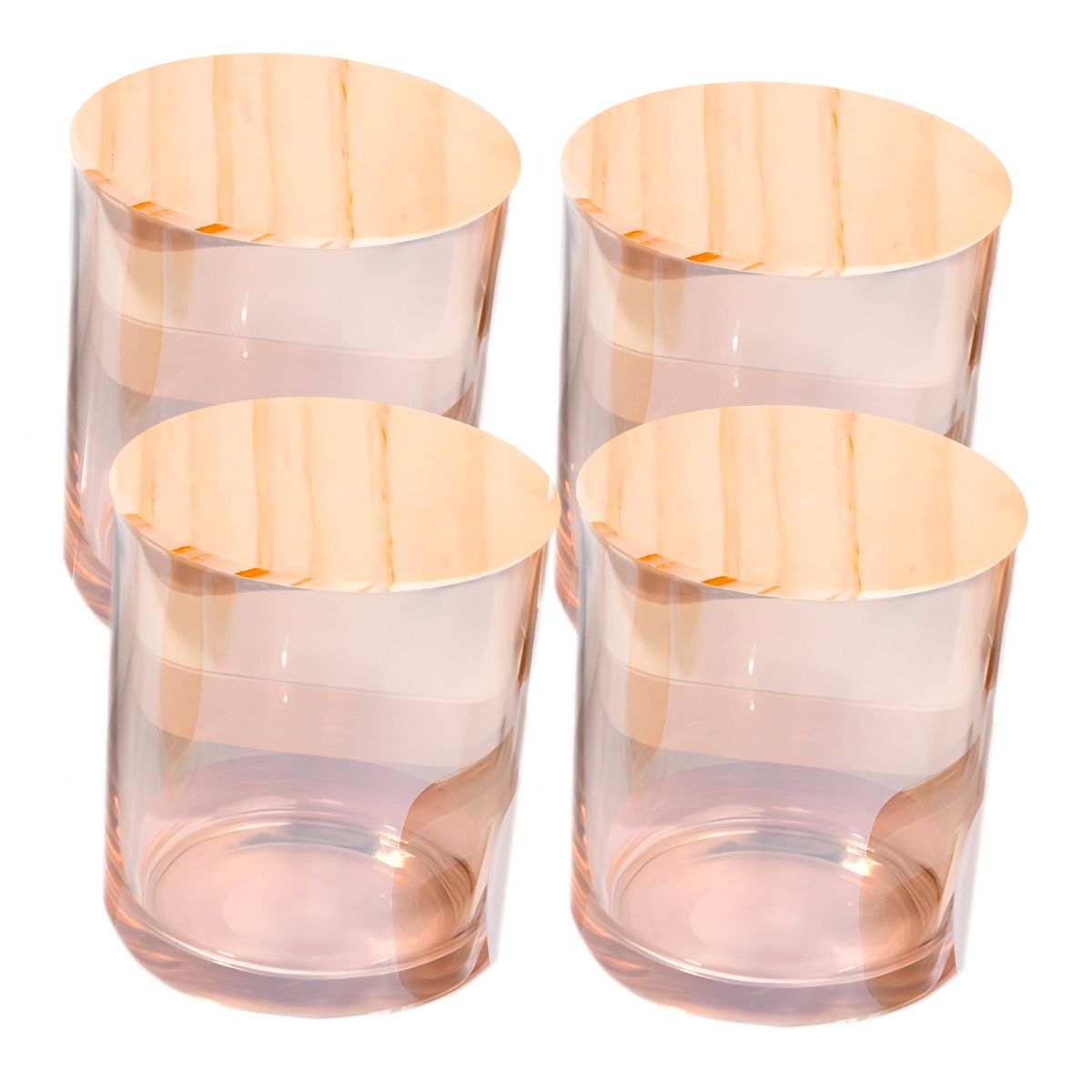 GENERICO - Set 4 Frascos Portavelas Vidrio Tornasolado Naranja 200ml