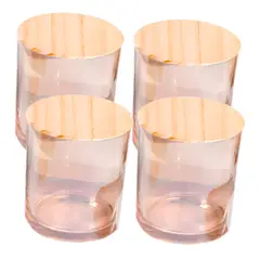 GENERICO - Set 4 Frascos Portavelas Vidrio Tornasolado Naranja 200ml