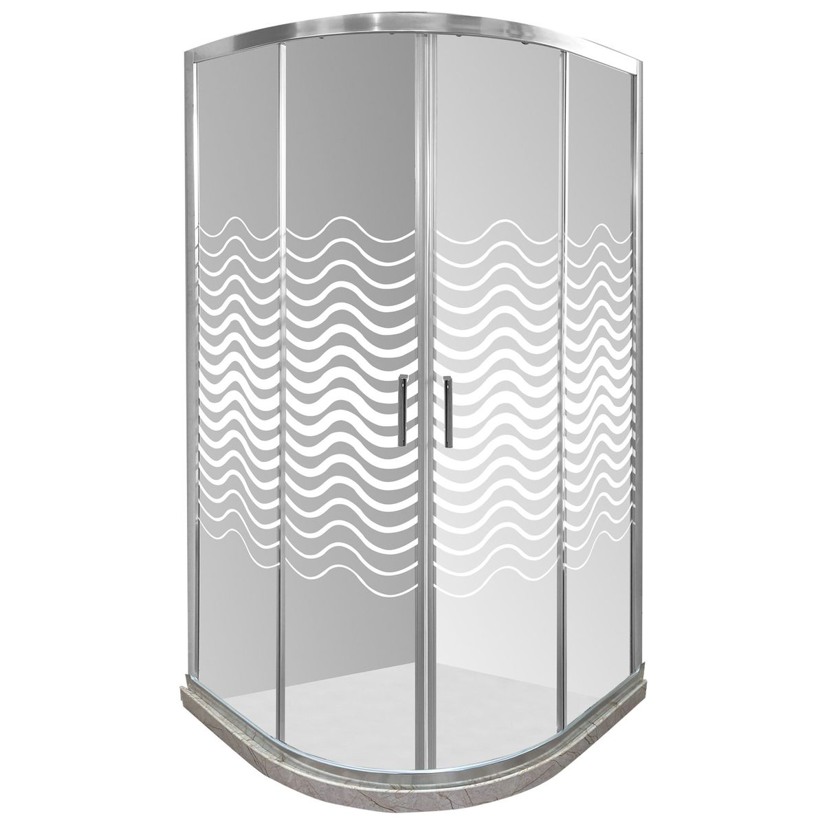 JOYTEK - Shower Curvo Barra a Piso Travertino con Líneas Curvas 90x90 cm