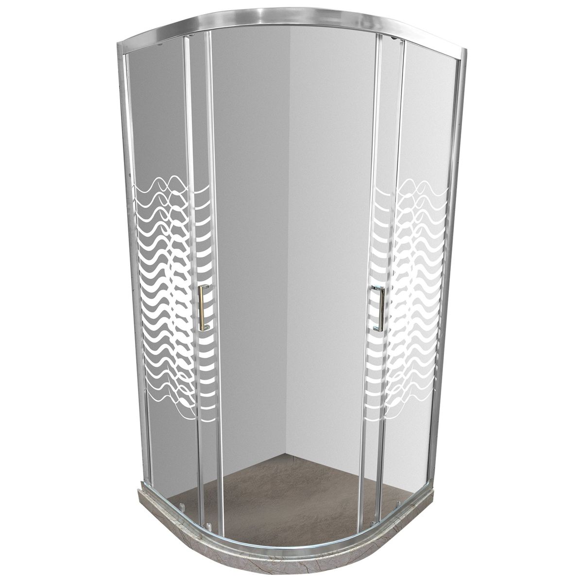 JOYTEK - Shower Curvo Barra a Piso Travertino con Líneas Curvas 90x90 cm