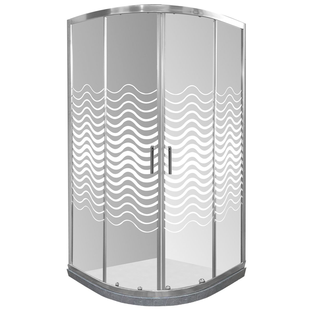 JOYTEK - Shower Curvo Barra a Piso Gris Mármol con Líneas Curvas 90x90 cm