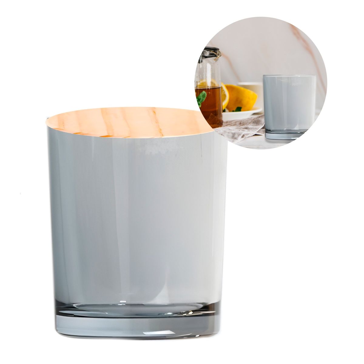 GENERICO - Set 4 Frascos Portavelas Vidrio Tornasolado Gris 200ml