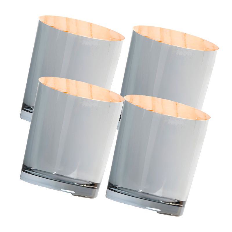 GENERICO - Set 4 Frascos Portavelas Vidrio Tornasolado Gris 200ml