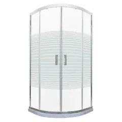 JOYTEK - Shower Curvo Barra a Piso Blanco Mármol con Líneas Rectas 90x90 cm