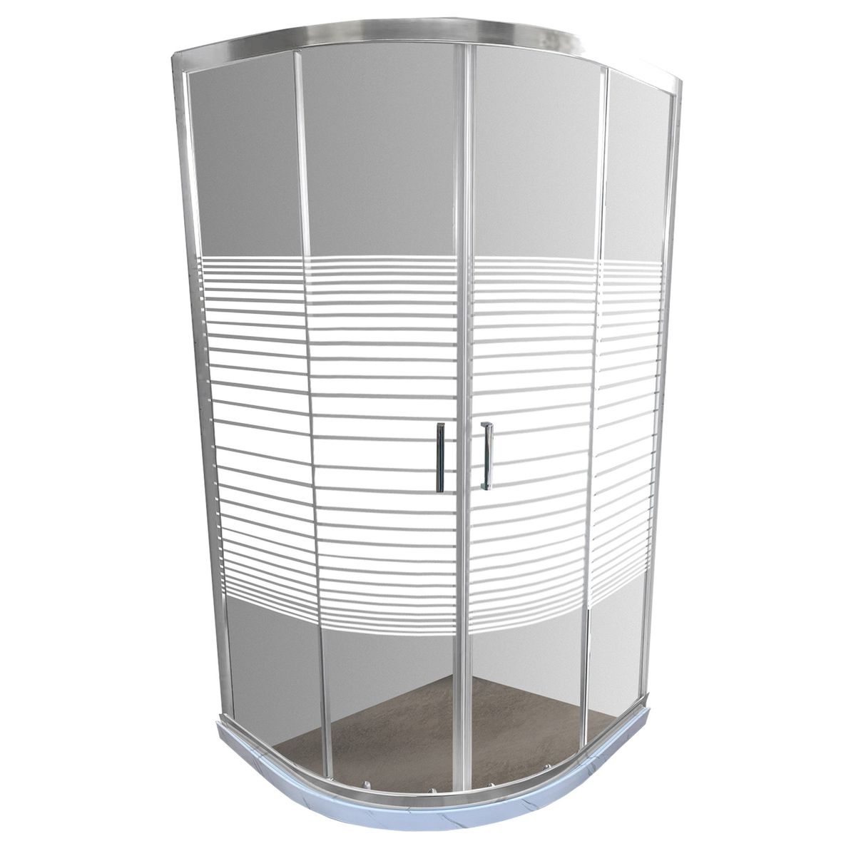 JOYTEK - Shower Curvo Barra a Piso Blanco Mármol con Líneas Rectas 90x90 cm