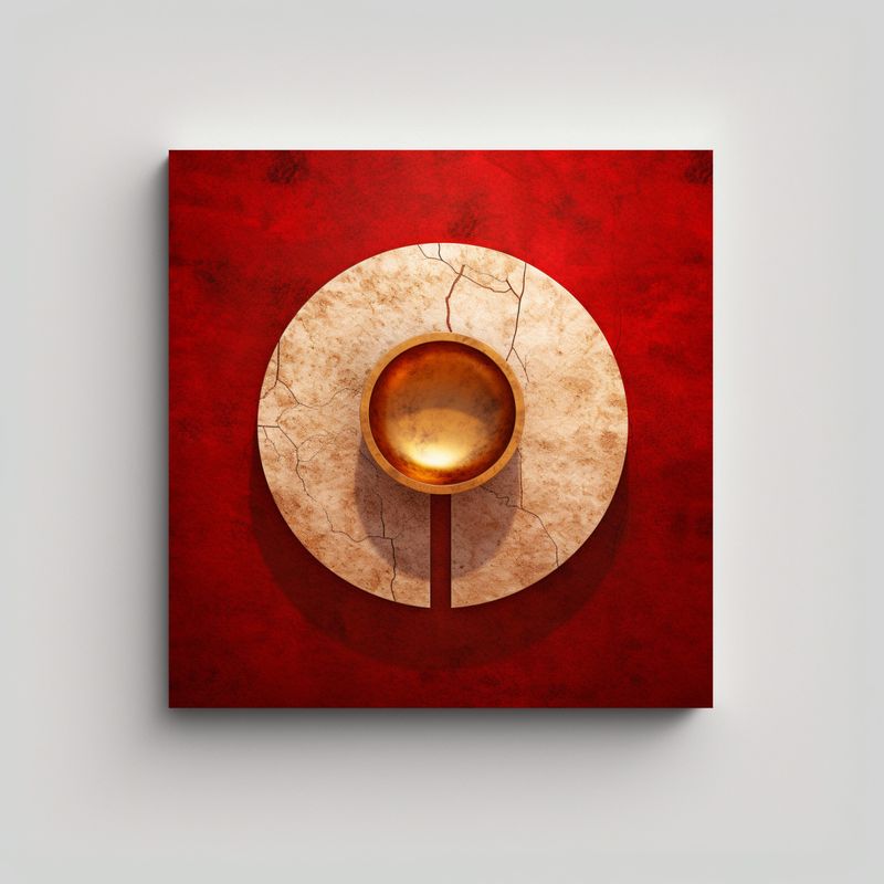 GENERICO - Pintura Cuadro Inspirador Con Cáliz Dorado En 70x70 Cm