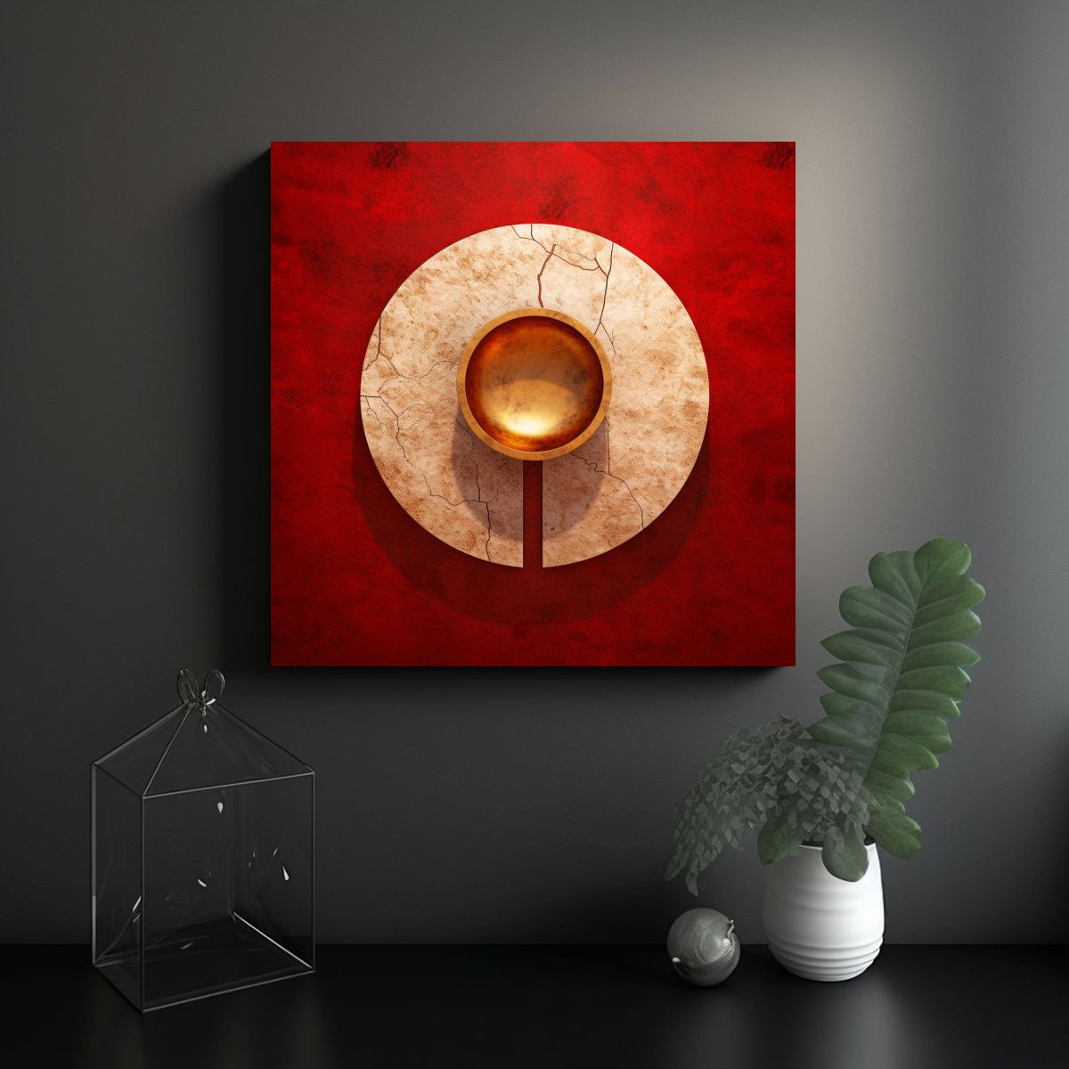 GENERICO - Pintura Cuadro Inspirador Con Cáliz Dorado En 70x70 Cm