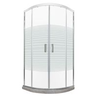 Shower Curvo Barra a Piso Travertino con Líneas Rectas 90x90 cm