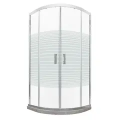 JOYTEK - Shower Curvo Barra a Piso Travertino con Líneas Rectas 90x90 cm