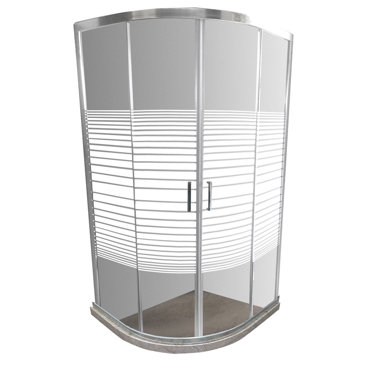 JOYTEK - Shower Curvo Barra a Piso Travertino con Líneas Rectas 90x90 cm