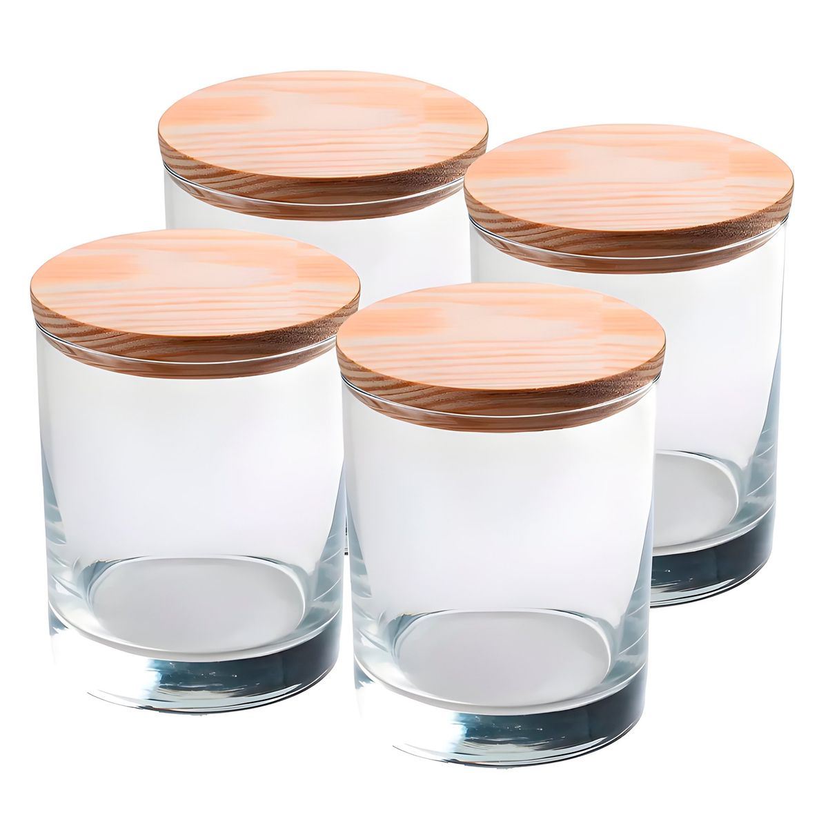 GENERICO - Set 4 Frasco Portavelas Aroma Tapa Madera Transparente 220ml