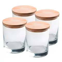 GENERICO - Set 4 Frasco Portavelas Aroma Tapa Madera Transparente 220ml