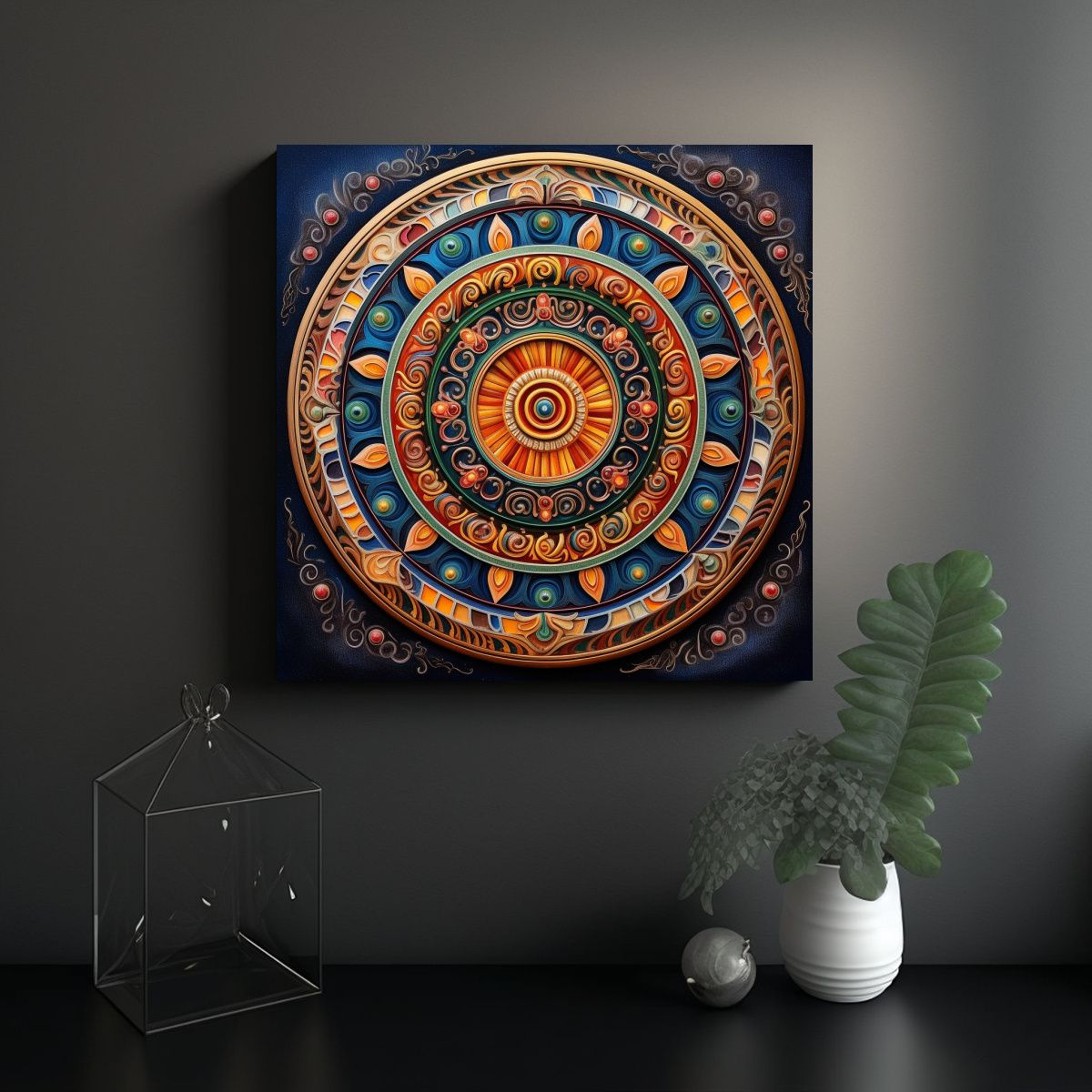GENERICO - Cuadro De Tela Mandala Moderno En Bastidor De 80x80 Cm