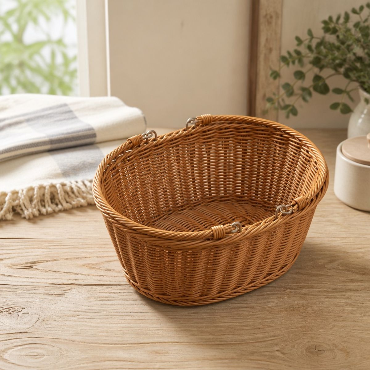 HOMESTAR - Cesta de mimbre para picnic 28 L natural
