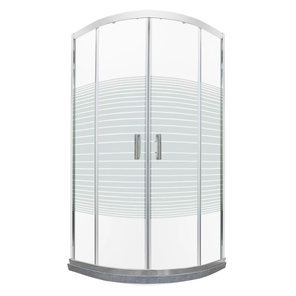 JOYTEK - Shower Curvo Barra a Piso Gris Mármol con Líneas Rectas 90x90 cm