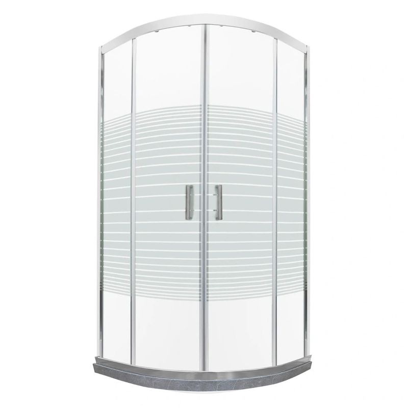 JOYTEK - Shower Curvo Barra a Piso Gris Mármol con Líneas Rectas 90x90 cm