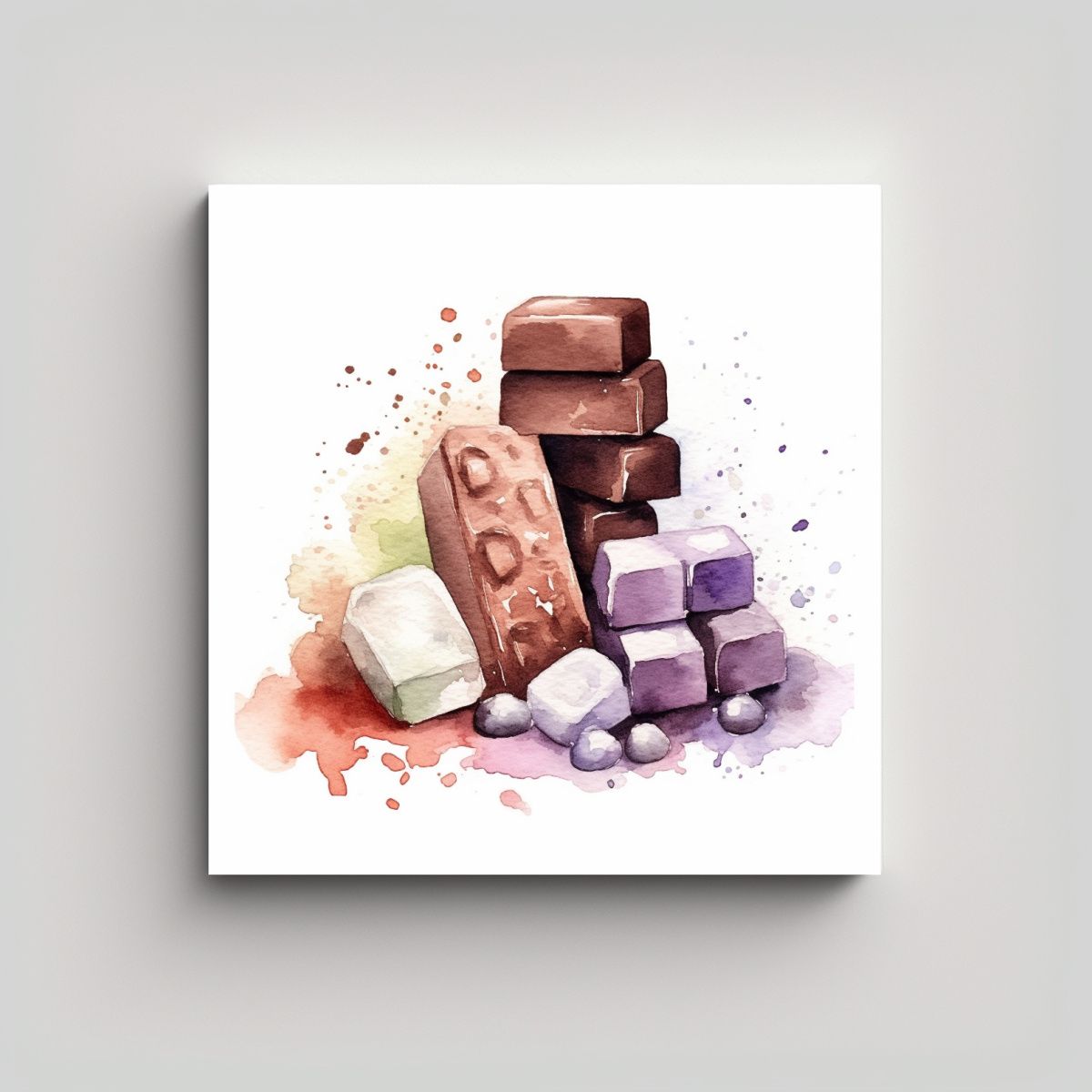 GENERICO - Venta De Lienzo Económico Con Acuarela Chocolate 80x80 Cm