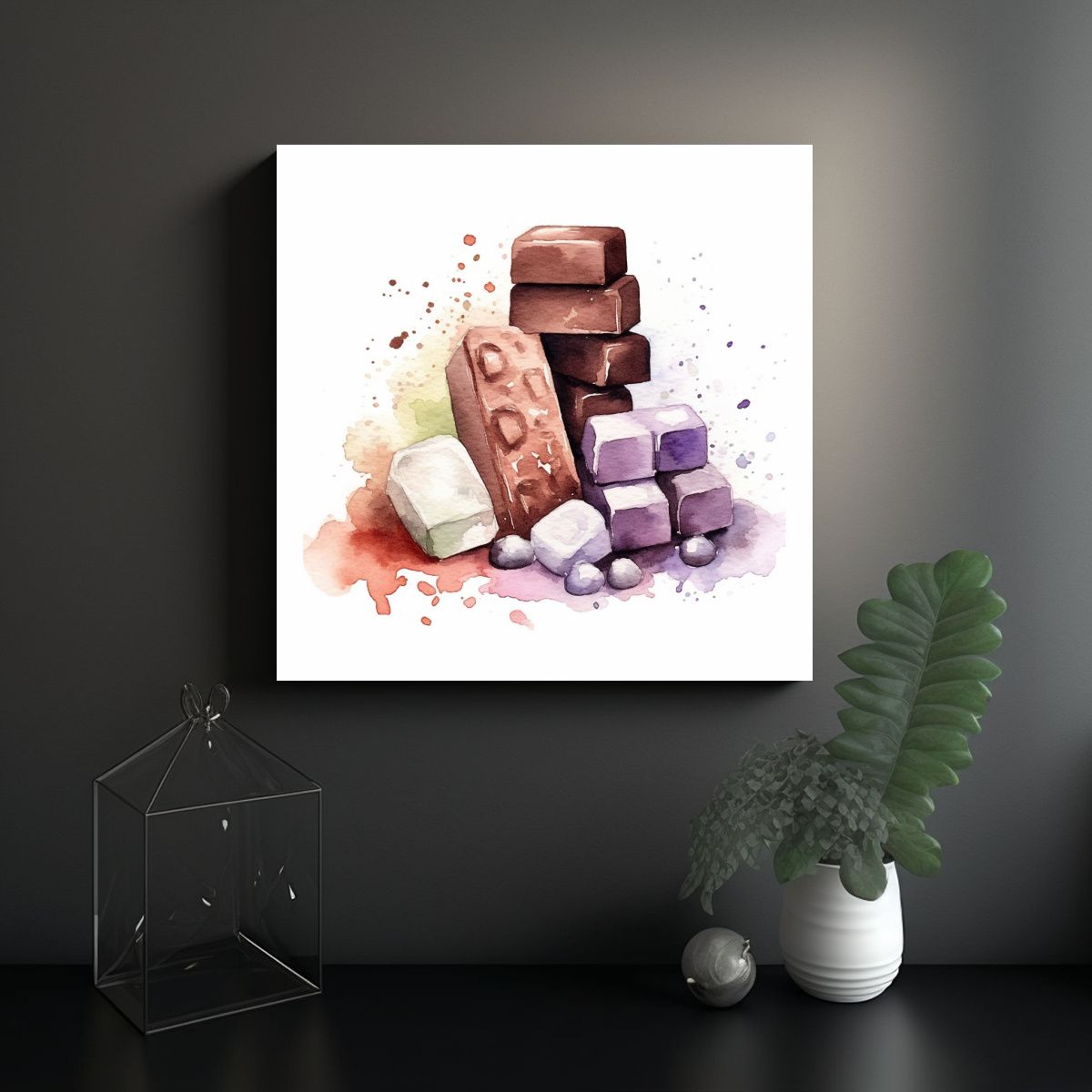 GENERICO - Venta De Lienzo Económico Con Acuarela Chocolate 80x80 Cm