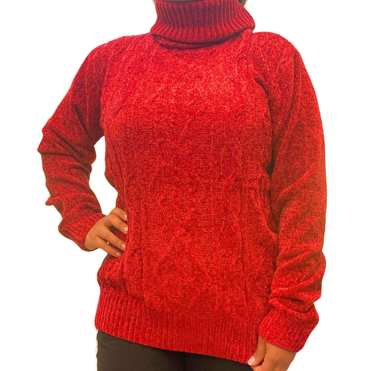 LIKE SHOP - Sweater Mujer Cuello Alto Chenil Otoño Invierno Colores 611