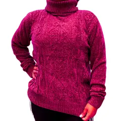 MPROPIA - Sweater Mujer Cuello Alto Chenil Otoño Invierno Colores 611.