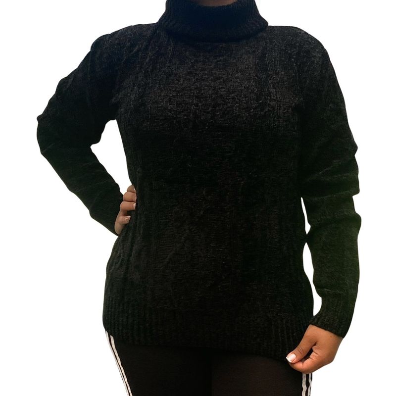 MPROPIA - Sweater Mujer Cuello Alto Chenil Otoño Invierno Colores 611.