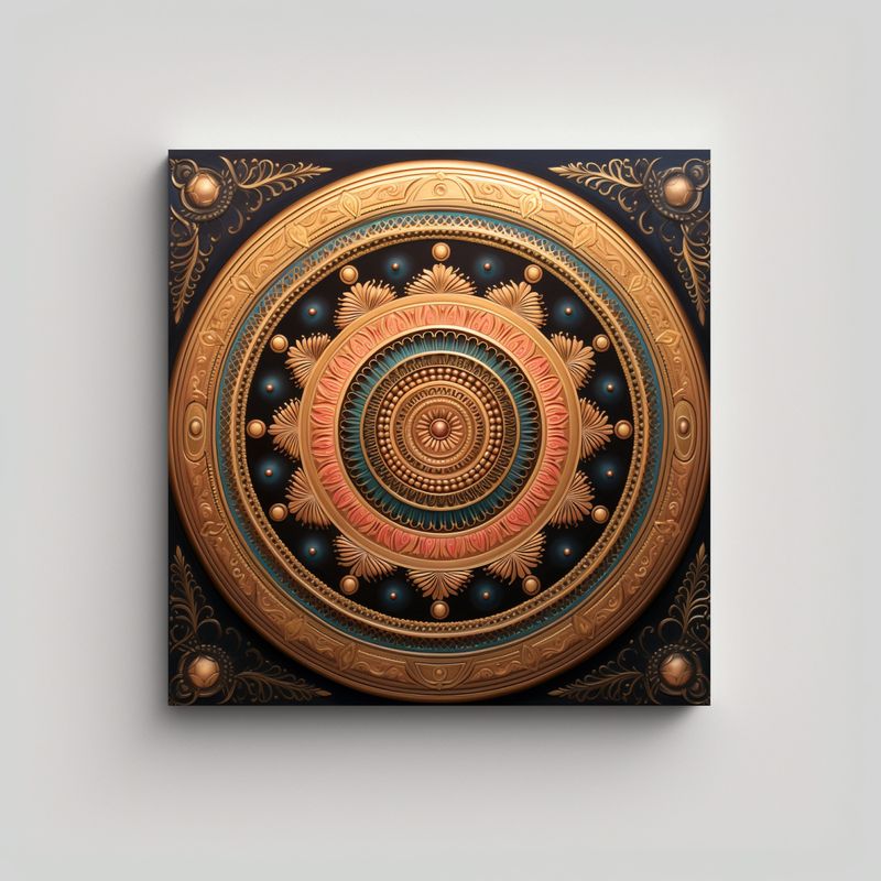 GENERICO - Cuadro Mandala Metálico Plano Con Iluminación 70x70 Cm