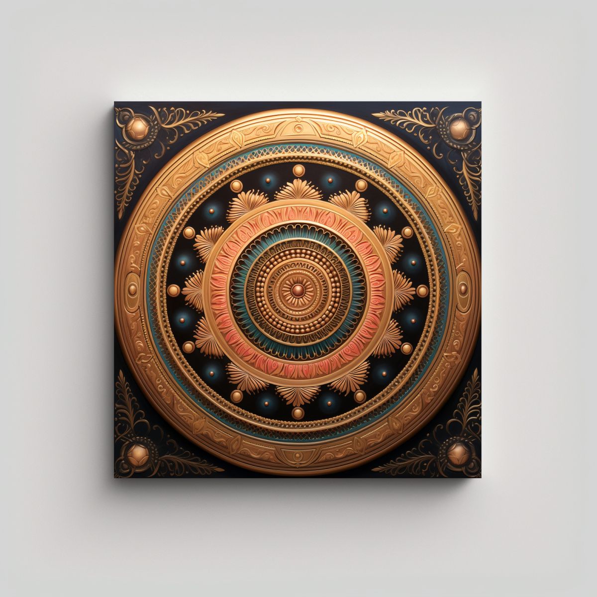 GENERICO - Cuadro Mandala Metálico Plano Con Iluminación 50x50 Cm