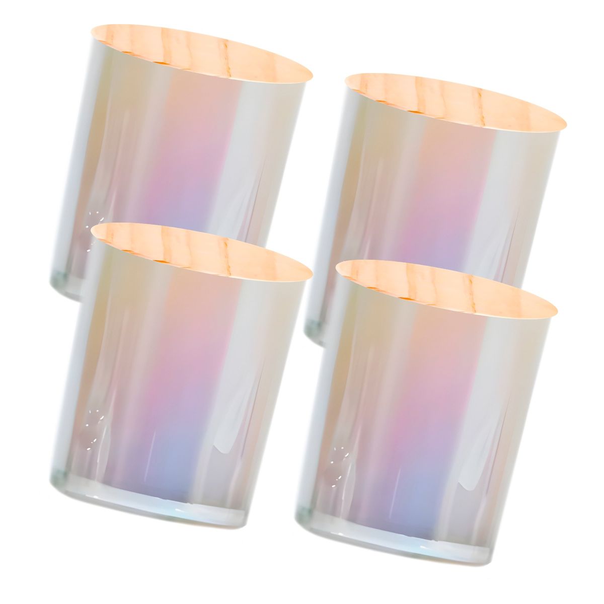 GENERICO - Set 4 Frascos Portavelas Vidrio Tornasolado Aroma 200 Ml