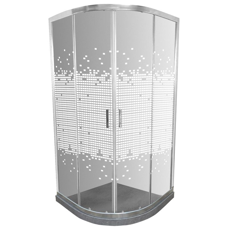 JOYTEK - Shower Curvo Barra a Piso Gris Mármol con Mosaicos 90x90 cm