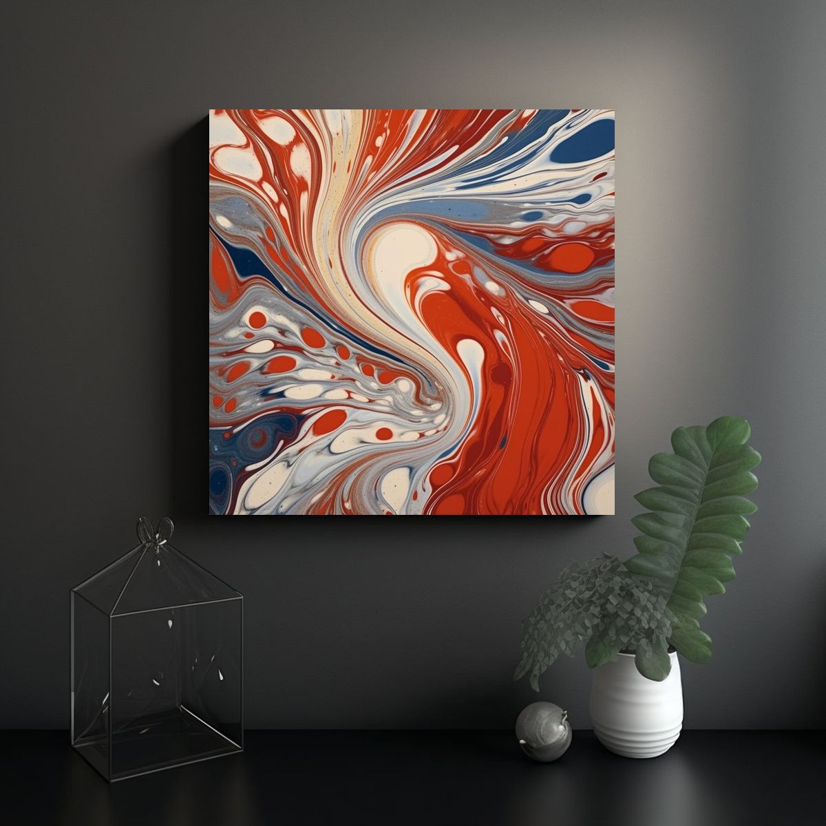 GENERICO - Diseño Colores Vibrantes EBRU Técnica Oriental 50x50 Cm