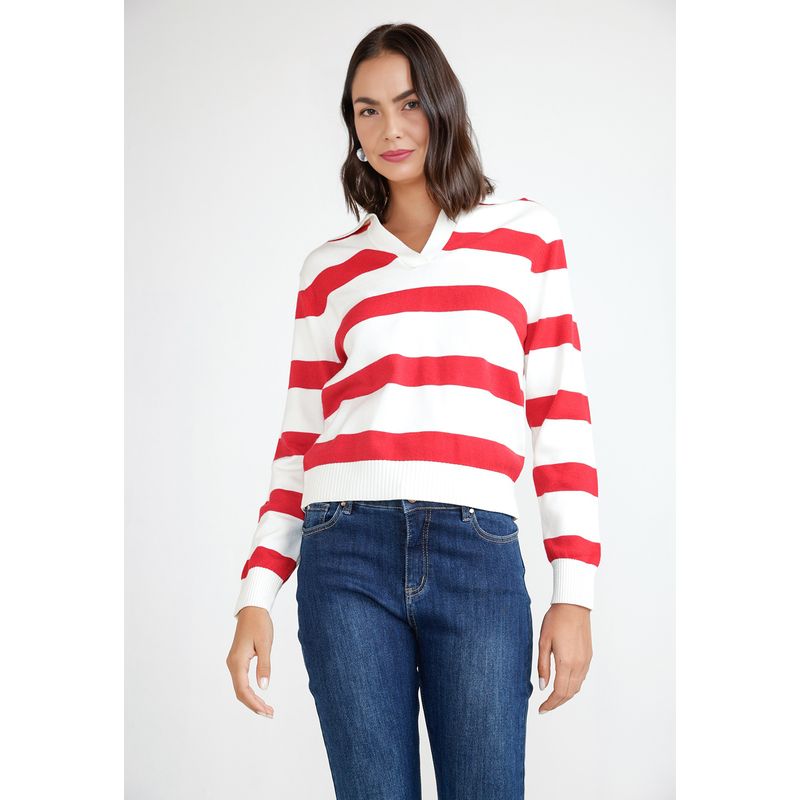 CANADIENNE - Tejido Mujer Suri Rojo Listado Canadienne