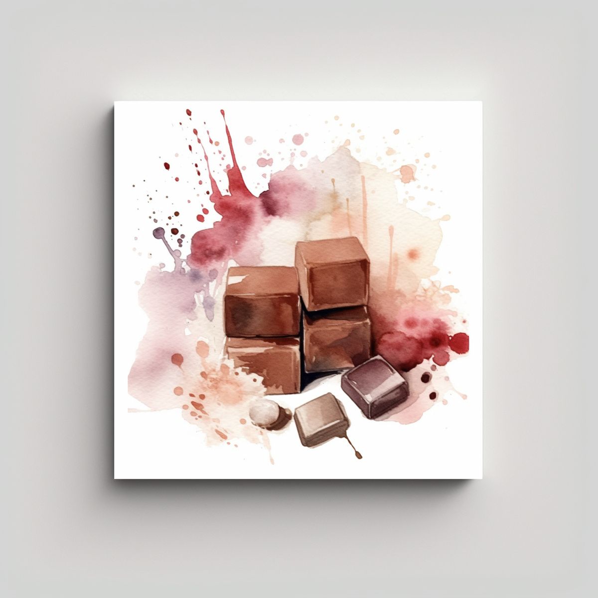 GENERICO - Cuadros Decorativos Acuarela Chocolate Con Tonos 50x50 Cm