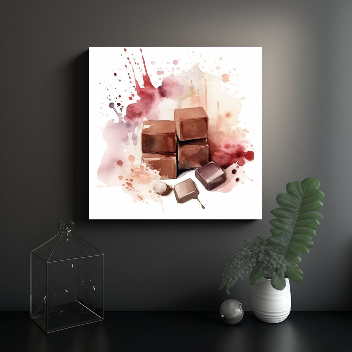 GENERICO - Cuadros Decorativos Acuarela Chocolate Con Tonos 50x50 Cm