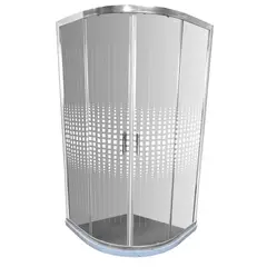 JOYTEK - Shower Curvo Barra a Piso Blanco Mármol con Cuadros Mosaicos 90x90 cm