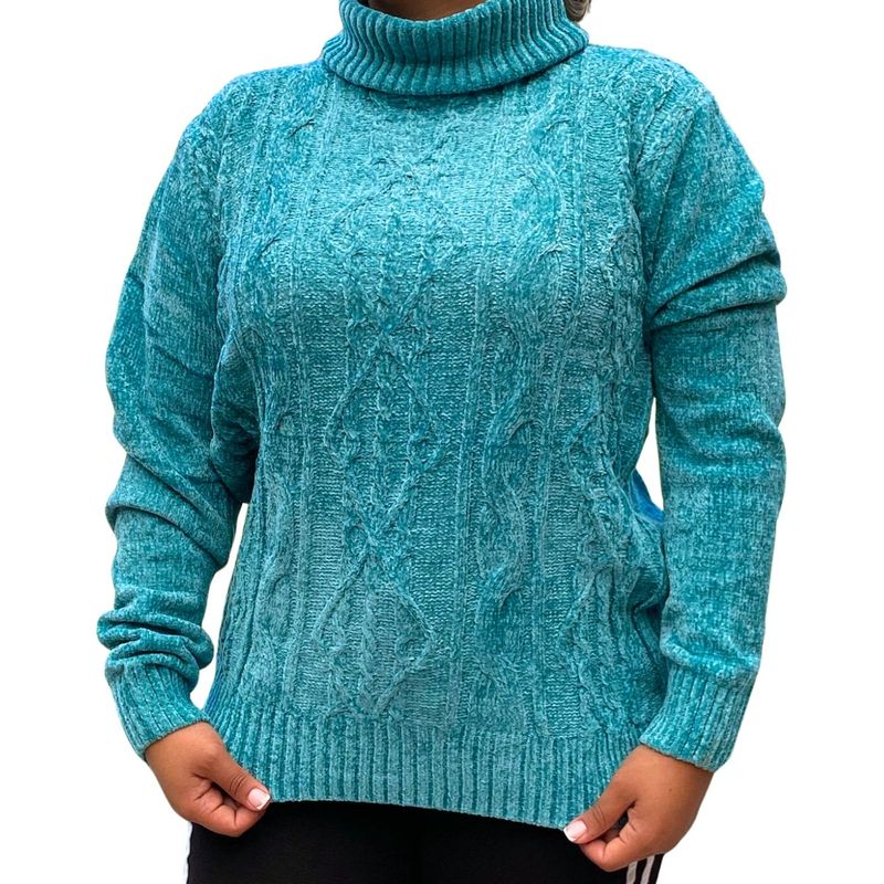MPROPIA - Sweater Mujer Cuello Alto Chenil Otoño Invierno Colores 611.