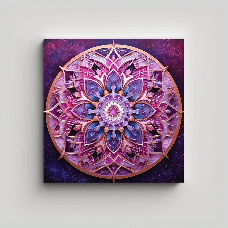 GENERICO - Pinturas Decorativas Mandala Rosa Púrpura Con 80x80 Cm
