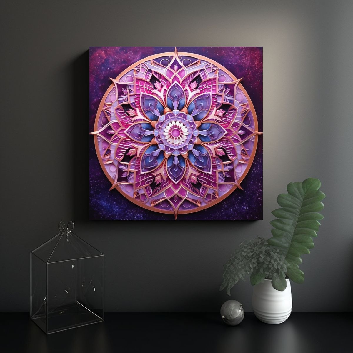 GENERICO - Pinturas Decorativas Mandala Rosa Púrpura Con 70x70 Cm