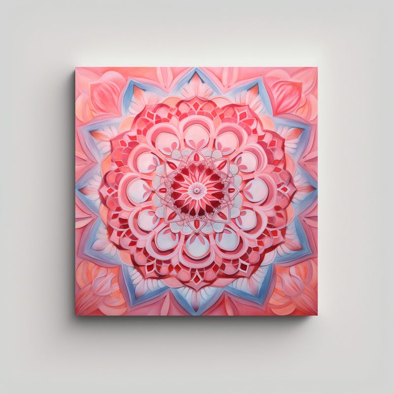 GENERICO - Cuadro Moderno Mandala Simple Rosa Y Rojo Para 70x70 Cm