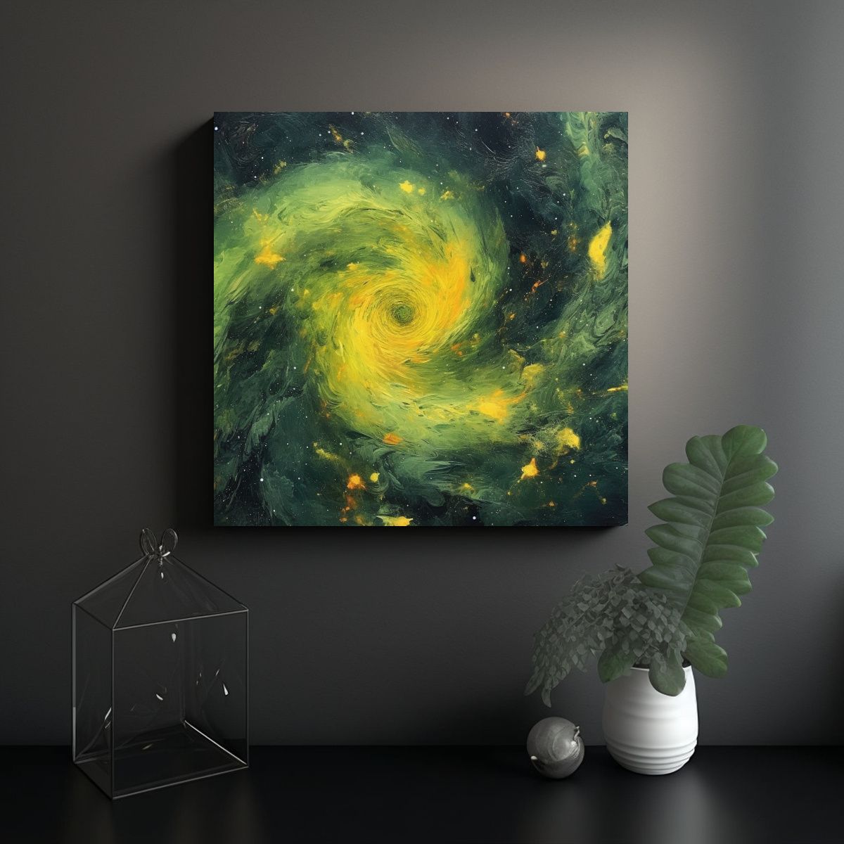 GENERICO - Pintura Galaxia Vibrante En Bastidor Madera 90x90 Cm
