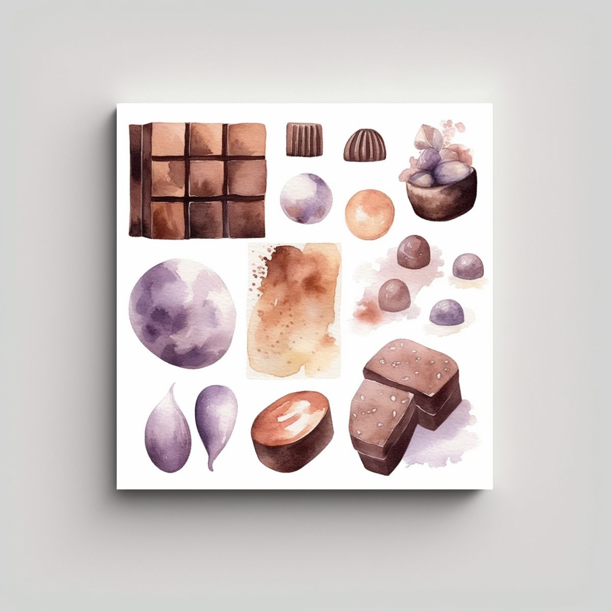 GENERICO - Acuarela Chocolate Suave Con Delicados Tonos 90x90 Cm