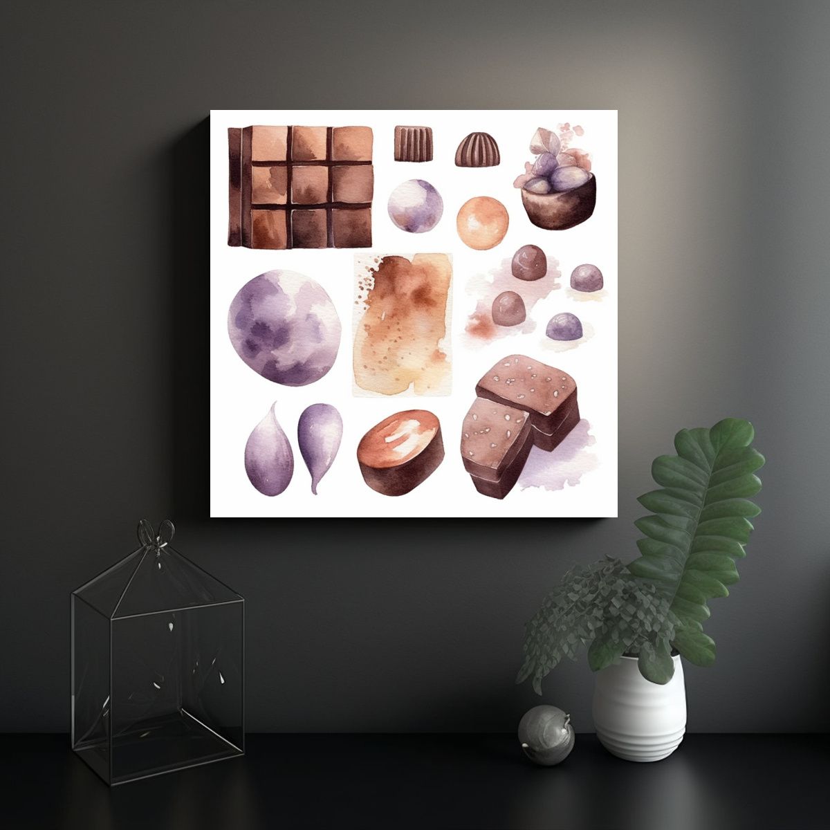 GENERICO - Acuarela Chocolate Suave Con Delicados Tonos 90x90 Cm